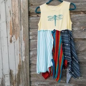 Dragonfly Boho Upcycled Tank Summer Tunic dress